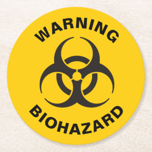 Biohazard pictogram ronde kartonnen onderzetter