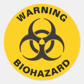 Biohazard pictogram ronde sticker (Voorkant)