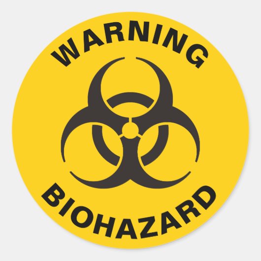 Biohazard pictogram ronde sticker (Voorkant)