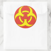 Biohazard rood en geel waarschuwingsteken ronde sticker (Tas)