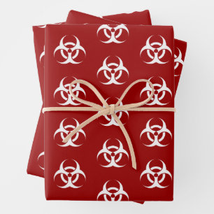 Biohazard rood en wit inpakpapier vel