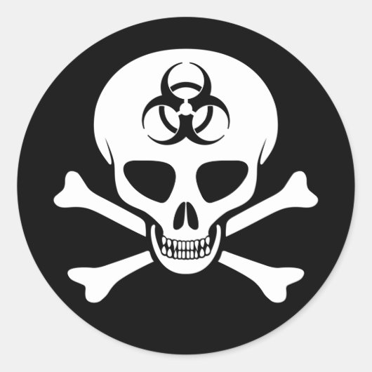 Biohazard Skull & Crossbones Sticker (Voorkant)