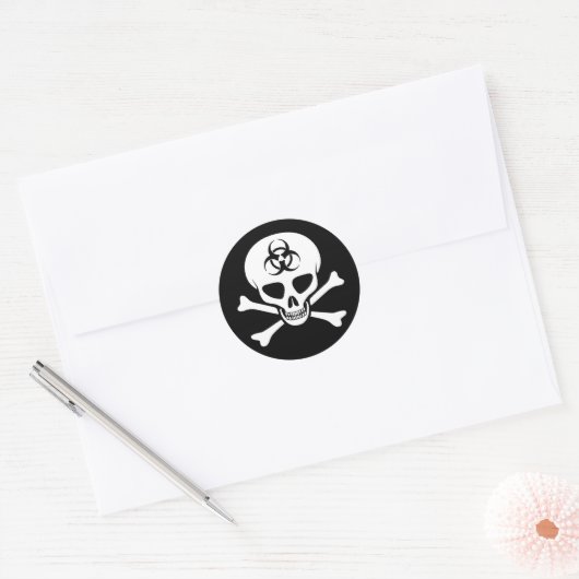 Biohazard Skull & Crossbones Sticker (Envelop)