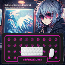 Biohazard Symbols - Hot Pink op een zwarte achterg