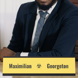 Biohazard Symbols - Zwart op een gele achtergrond Bureau Naambordje