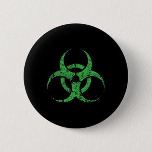 Biohazard Symbool  Green Funny Halloween Ronde Button 5,7 Cm