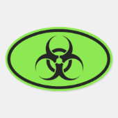 Biohazard Symbool Groene ovale auto stickers (Voorkant)
