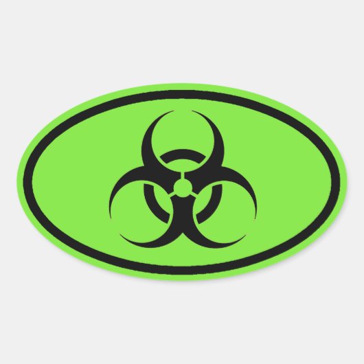 Biohazard Symbool Groene ovale auto stickers (Voorkant)