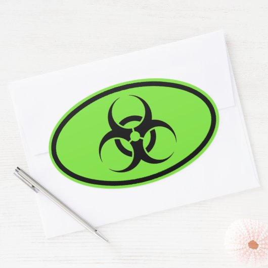 Biohazard Symbool Groene ovale auto stickers (Envelop)