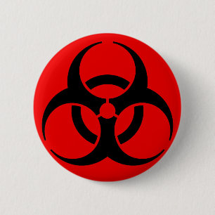 Biohazard Symbool Ronde Button 5,7 Cm