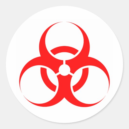 Biohazard symbool rood ronde sticker (Voorkant)