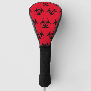 Biohazard Symbool Zwart en Rood Golfhoofd Hoesje Golfheadcover