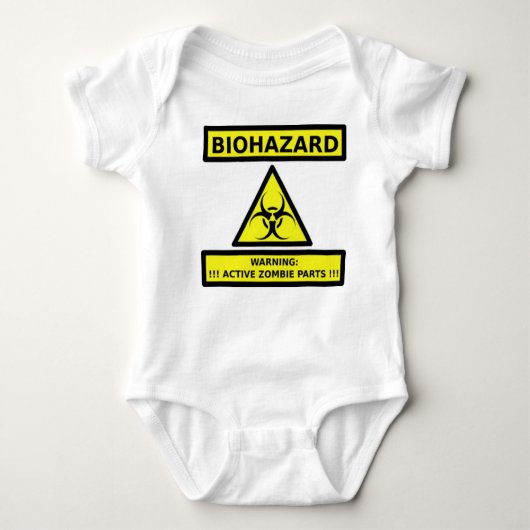 BIOHAZARD-WAARSCHUWING-ACTIEVE ZOMBIE-ONDERDELEN ROMPER (Voorkant)