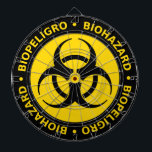 Biohazard Warning Dart Board Dartbord<br><div class="desc">Biohazard - Biopeligro - biohazard waarschuwingsteken dartbord in zwart en geel.</div>