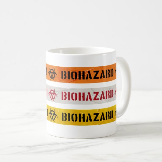 Biohazard Warning strips patroonkoffie mok (Voorkant rechts)