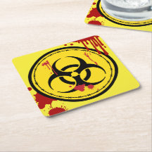 Biohazard Warning Symbool Bloody Paper Onderzetter