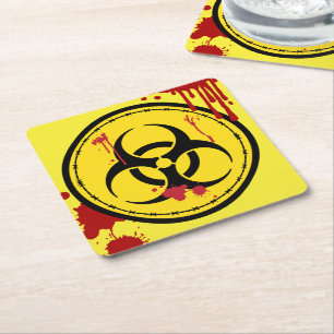 Biohazard Warning Symbool Bloody Paper Onderzetter