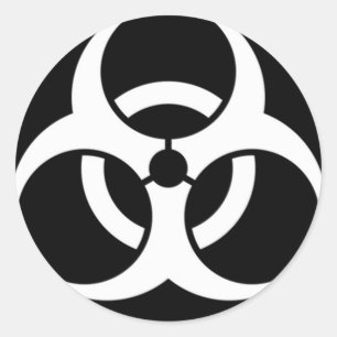 Biohazard wit op zwart ronde sticker