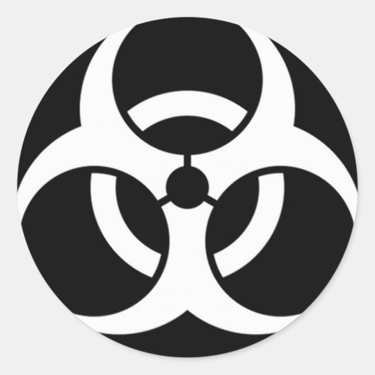 Biohazard wit op zwart ronde sticker (Voorkant)