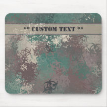 Biohazard Woodland Camo Muismat met aangepaste tek