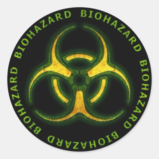 Biohazard Zombie Waarschuwing Ronde Sticker (Voorkant)