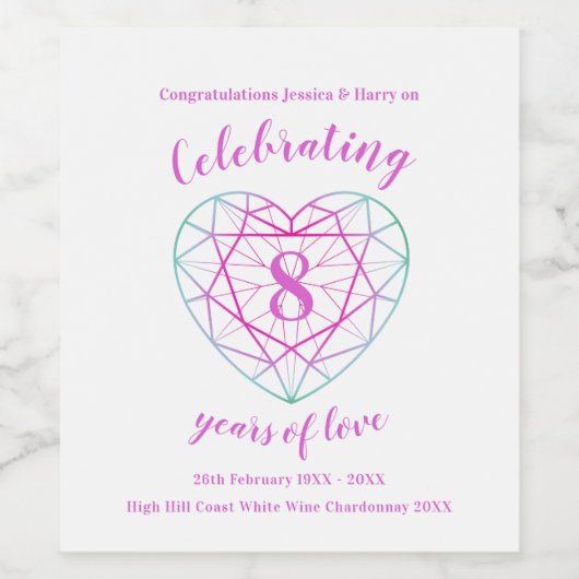 Biolabels van acht jaar wijn etiket (Enkel label)