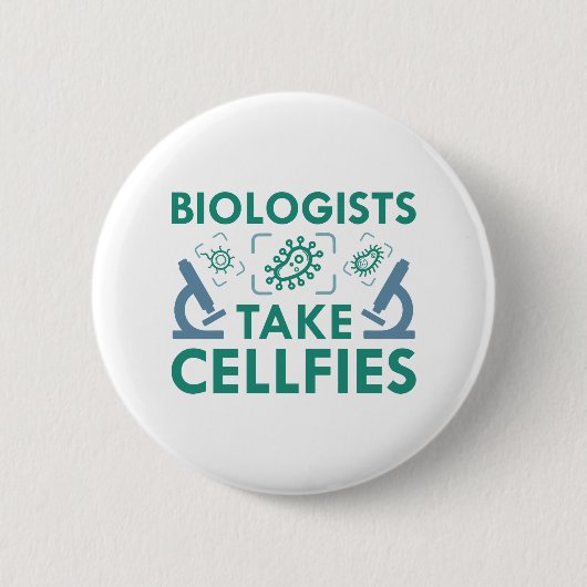 Biologen maken cellfies ronde button 5,7 cm (Voorkant)