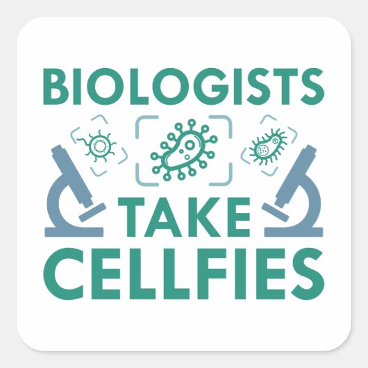 Biologen nemen celfies vierkante sticker (Voorkant)