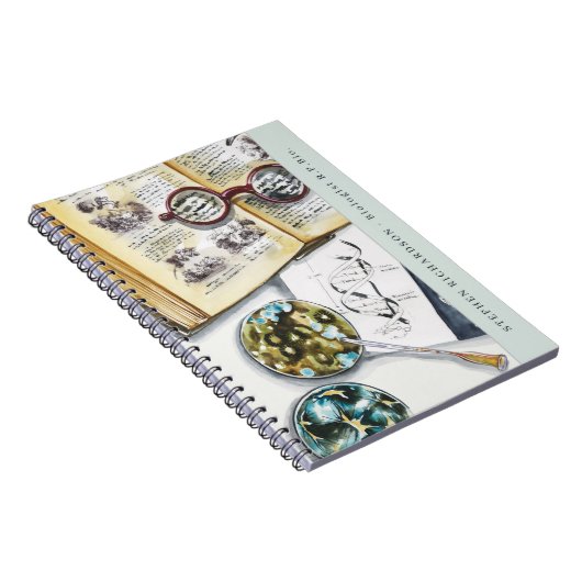 Biologie Bioloog Scientist Waterverf Monogram Notitieboek (Rechterzijde)