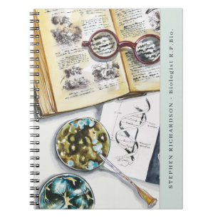Biologie Bioloog Scientist Waterverf Monogram Notitieboek