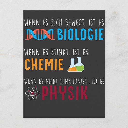 Biologie Chemie Physik Wissenschaft Humor Briefkaart (Voorkant)