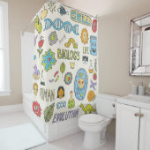 Biologie. Handgetrokken.  illustratie. Douchegordijn (In situ)