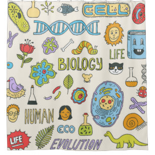 Biologie. Handgetrokken. illustratie. Douchegordijn