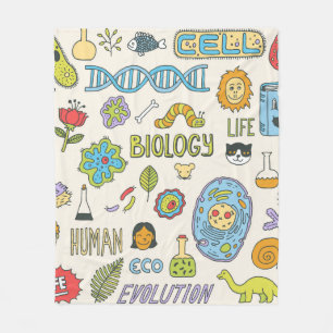 Biologie. Handgetrokken. illustratie. Fleece Deken