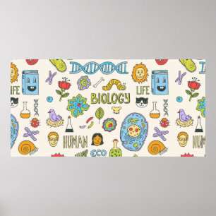 Biologie. Handgetrokken.  illustratie. Poster