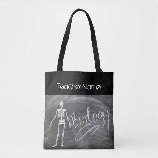 Biologie leraar cadeau skelet gepersonaliseerd tote bag (Voorkant)