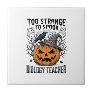Biologie Leraar Halloween Shirt Griezelige Pompoen Tegeltje