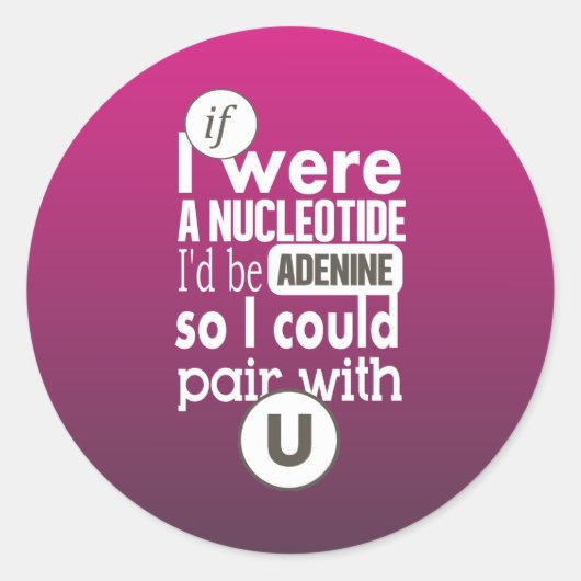 Biologie nucleotide adenine paar met uracil U Ronde Sticker (Voorkant)