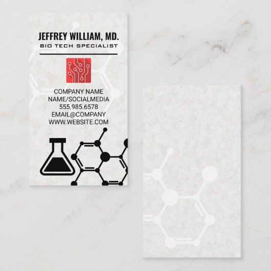 Biologie Tech | Molecuul | Wetenschap Startup Visitekaartje (Voorkant / Achterkant)