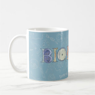 Biologiediagram en typografie blauw koffiemok