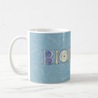 Biologiediagram en typografie blauw koffiemok