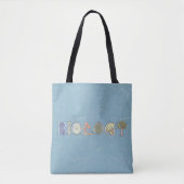Biologiediagram en typografie blauw tote bag (Voorkant)