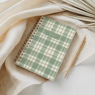 Biologisch Aquarel Groen Gingham Plaid Notitieboek