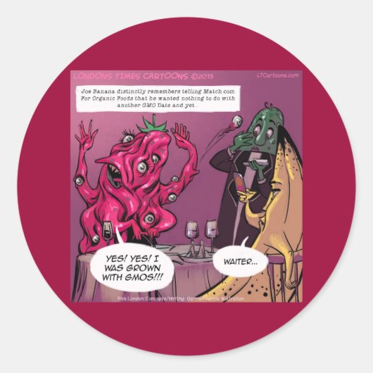 Biologisch en GMO Datum Grappig Ronde Sticker (Voorkant)
