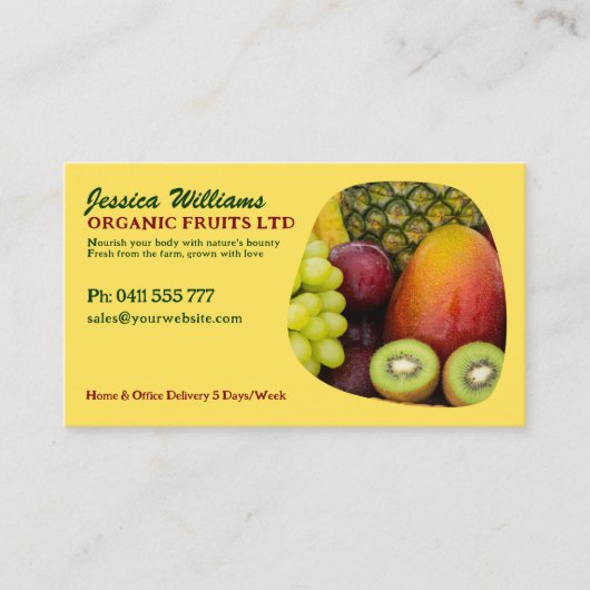 Biologisch fruit Fresh Vibrant Design met QR-code Visitekaartje (Voorkant)