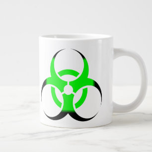 Biologisch gevaar symbool groen en zwart grote koffiekop