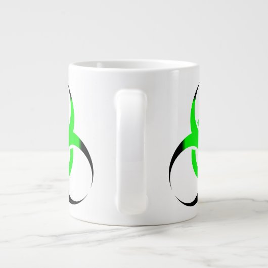 Biologisch gevaar symbool groen en zwart grote koffiekop (Achterkant)