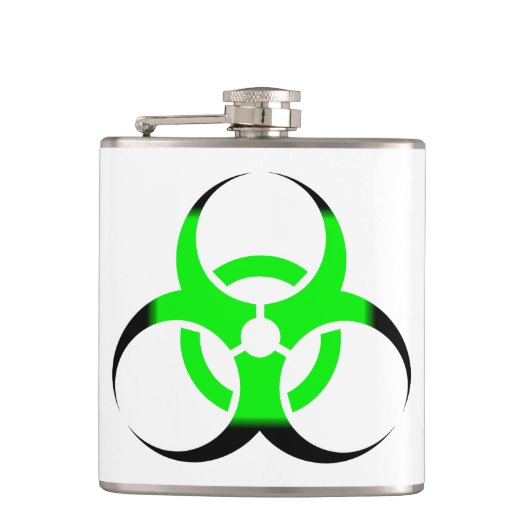 Biologisch gevaar symbool groen en zwart heupfles (Voorkant)