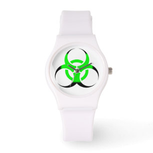 Biologisch gevaar symbool groen en zwart horloge