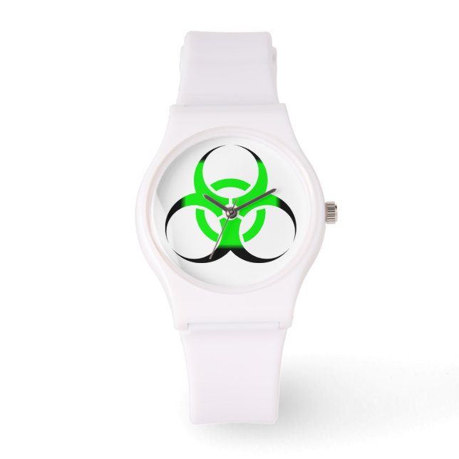 Biologisch gevaar symbool groen en zwart horloge (Voorkant)
